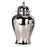 KLJUddGY Chinoiserie-tarros Decorativos con Tapa, tarros de Porcelana for Jengibre, Tarro Plateado for Templo, floreros, Tarro de cerámica Antiguo, diseño Tradicional