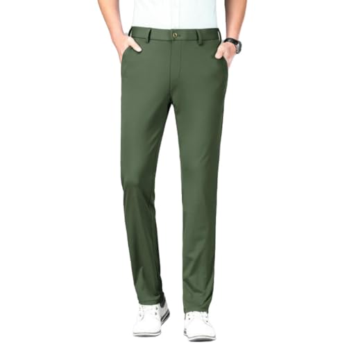 Men's Spring Summer Thin Ice Silk Drape Simple Wrinkle-Free Elastic Casual Pants