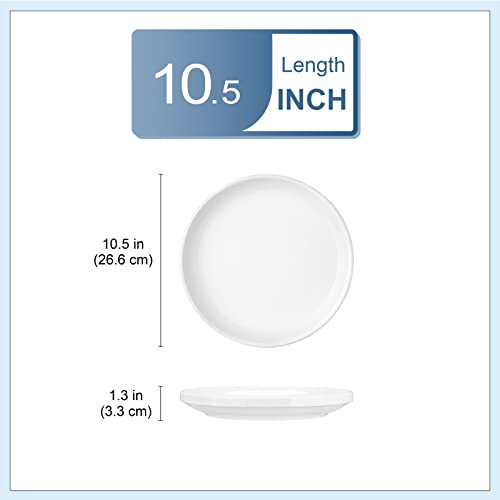 Lovecasa White Plates Set Of 6, 10.5 Inch Dish Set Ceramic Dinner Plates With Lipped Edges, Scratch Resistant Salad Plates Porcelain Serving Dishes, Microwave And Dishwasher Safe #TOP2