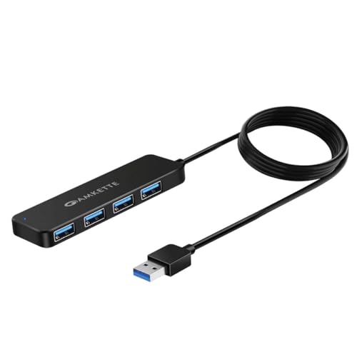 Image of Amkette 4 Port Superspeed USB Hub 3.0 for PC /Laptops, Portable Data Hub with Hi-Speed Data Transfer Up to 5 GBPS, Charging Function| Strong and Durable, Power Supply Port and 80 cm Long Cable (Black)