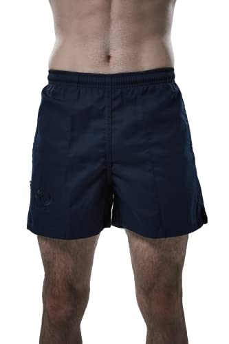 Optimum Men's Auckland Rugby Shorts With Internal Drawstring & Pockets, Ideal for Gym, Training, & Outdoor Activities Workouts, Running, Cycling, and Marathons | 44 Inches, Black