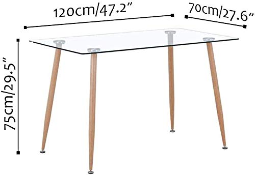 Glass Dining Table - Rectangle Kitchen Table Home Office Table Writing Table Desk With Tempered Glass Top Modern Dining Room Table, Metal Legs #TOP1