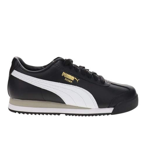 PUMA Puma Women's Roma, 24-Standard-Puma Black-Puma White-Smokey Gray, 6.5
