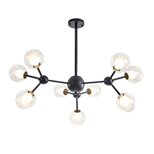 MQJ Sputnik Landelier, Vintage Enlight Pendant La Lumière Pour Chambre Salon Salon Salle À Manger Maisons Plafonnier Lampes de Luminaires Industrielle Fourniture de Lumière,Noir,9 Têtes