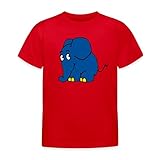 Spreadshirt Sendung Mit Der Maus Kleiner Elefant Stehend Kinder T-Shirt, 110-116, Rot