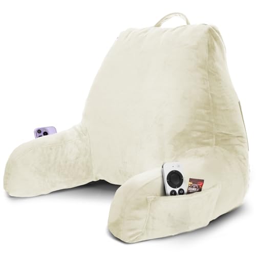 Image of Nestl Reading Pillow with Shredded Memory Foam, Designed for Sitting Up in Bed and Couch, Back and Arms Adjustable Support for Adult & Teens Backrest Pillows for Reading, with Washable Cover Off White