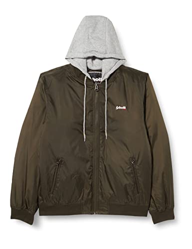 Schott NYC Mixte Oregon BOMBERS CAPUCHE AMOVIBLE EN JERSEY SCHOTT, Kaki, S EU
