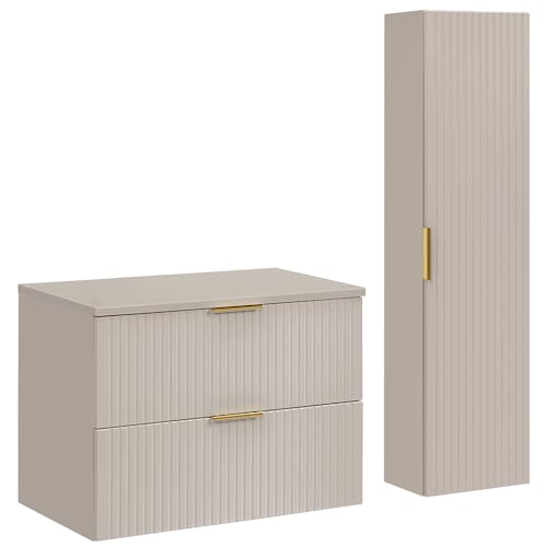 Lomadox Badezimmer Badmöbel Set mit 80cm Waschtischunterschrank, 2-teilig, in Kaschmir Lomadox Badezimmer Badmöbel Set mit 80cm Waschtischunterschrank, 2-teilig, in Kaschmir