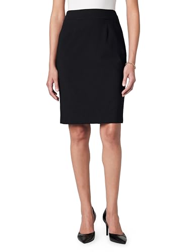 Calvin Klein Women's Classic Fit Straight Lux Suit Skirt, Black, 10