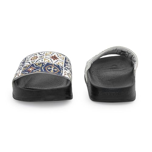 Image of Red Tape Womens Sliders in Slate Blue | Casual Pool Sliders | SLATE BLUE | 3 UK