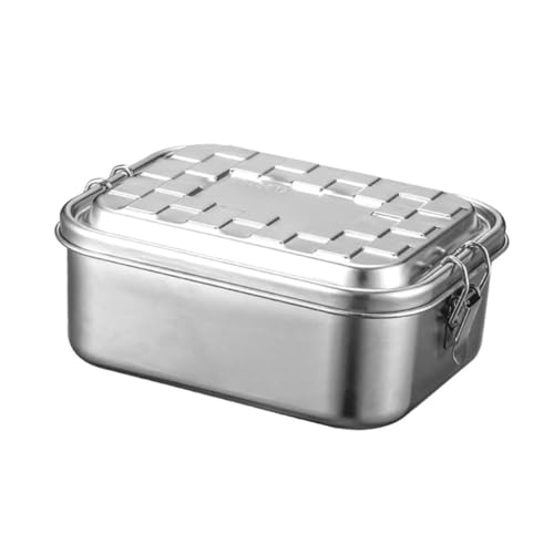 LOORGVEL ステンレス製三格ランチボックス 持ち運び便利 長方形フードコンテナ 軽量食器 家族 学校 ピクニック用食品保存容器