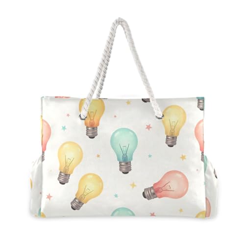 susiyo Colorful Light Bulbs Beach Bags for Women Large Travel Tote Bag Waterproof Sandproof Lightweight Swim Pool Bag for Family Outdoor2