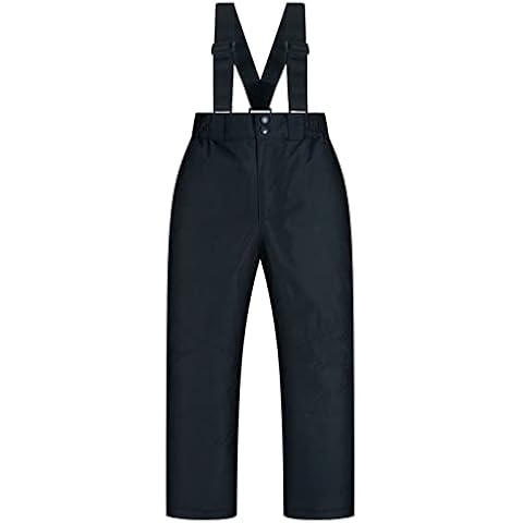 Pateacd Kids Ski Pants Warm Trousers Bib Pants Unisex Snow Overalls Waterproof Windproof Winter Children's Salopettes with Elasticated Waist for Mountaineering, Skiing, Hiking,Black,16 Cover