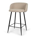 Tabouret de bar Milton & Oldbrook Bouclette Tabouret de Bar Bas Budapest Taupe - Noir