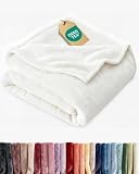 Ultra Soft Fleece Blanket Queen Size - Flannel Fleece Luxury Queen Blanket - Lightweight for Couch Bed Chair - Thick, Warm and Breathable - All Season Cozy Fuzzy, Anti-Static Microplush Bedding, White