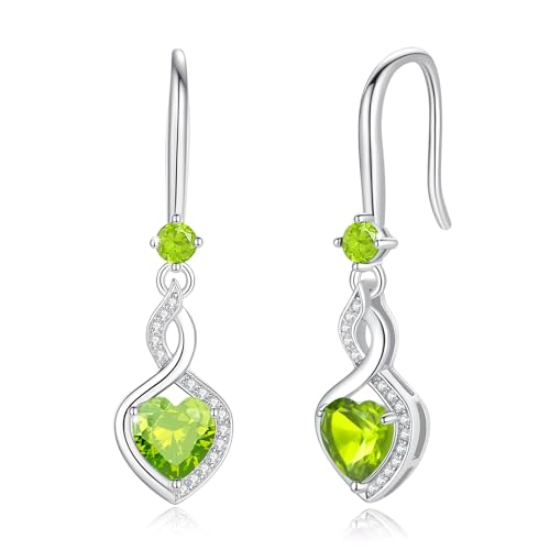 FANCIME Heart Infinity Dangle Drop Earrings 925 Sterling Silver Heart Gemstone Birthstone Earring Fine Jewelry Birthday Gifts for Women