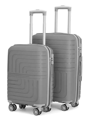 Image of Pro 8 Wheels Set of 2 (Cabin + Medium) Trolley Bags, Hard Case Polypropylene, 360º Wheeling Luggage for Men & Women, Suitcase for Travel, Trolley Bags for Travel (Silver)