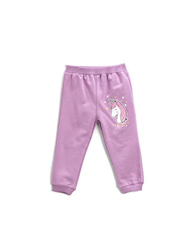 Koton Baby - Mädchen Unicorn Printed Jogger Elastic Waistband Cotton Brushed Interior Sweatpants, Lila (370), 9-12 Monate EU