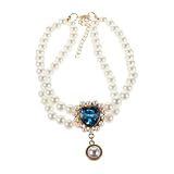 Milisten Adjustable Double Faux Pearl Heart Pendant Necklace for Dogs Stylish Pet Jewelry for Weddings Anniversaries and Celebrations
