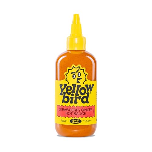 Yellowbird® Small Batch Strawberry Ginger Hot Sauce 9.8 oz. Pantry Size (Kinda Hot | 1 Bottle | Made in Texas)