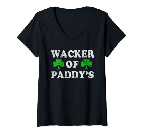 Mujer Día de San Patricio Whacker Of Paddys Humor divertido Camiseta Cuello V