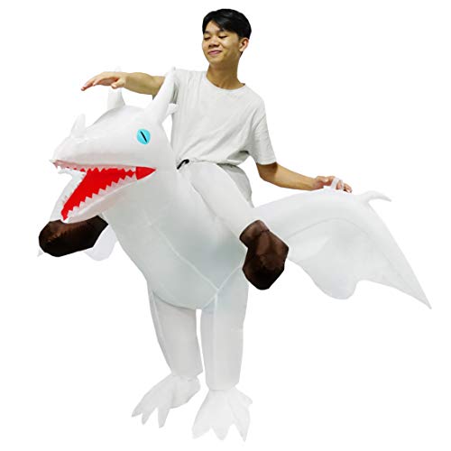 PARAYOYO Costume De Dragon Gonflable Costume Pterosaur Costume Adulte Fantaisie Robe De Soirée pour Hommes Femmes Halloween Blanc