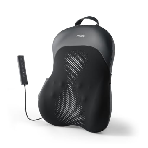 PHILIPS Back Massager with Heat, 4D Kneading Massage Pillow for Back, Neck