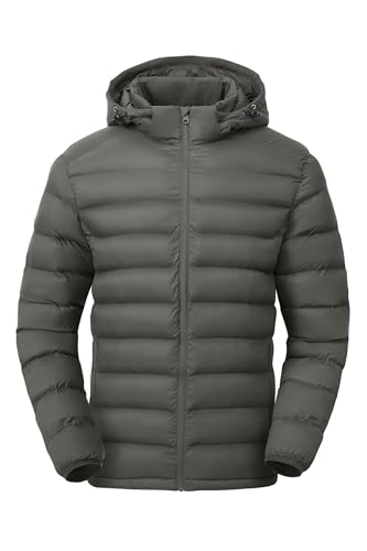 Image of Gopune Men's Lightweight Puffer Jacket Detachable Hooded Water Resistant Puffy Winter Down Jackets for Snow Ski Travel