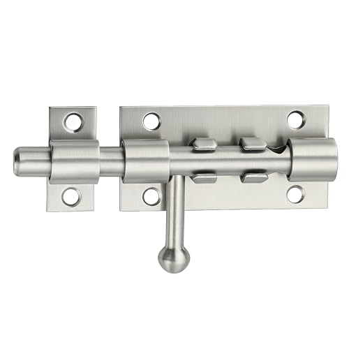 Image of Alise 4 Inch Slide Lock SUS304 Stainless Steel Gate Latch, Slide Bolt Latch,Thickened Heavy Door Latch Lock, Black Barrel Bolt Latch, Security Slide Latch Lock MCX7004-LS