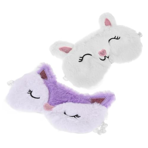 COMPUKAS 睡眠 面白い 盲目 目隠し ぬいぐるみ 夜 アイ ふくらんでいる 柔らかい 黒 かわいい睡眠 アニメーション 快適 ふわふわ うさぎ ファジー 寝る 女性 コットン