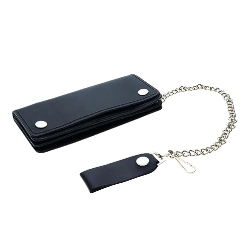 Bikers Wallet with Chain 7.5-Inch Snap Closure Leather