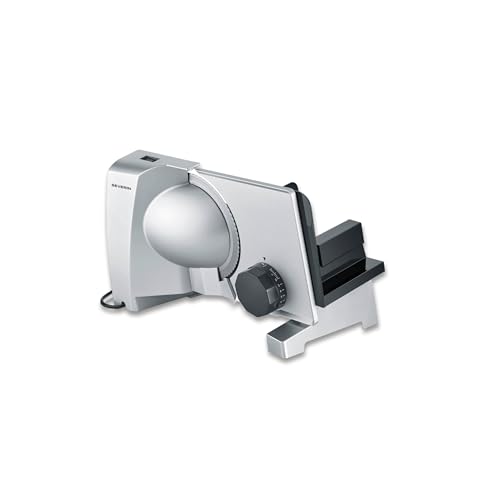 SEVERIN Trancheuse universelle 150 W, Trancheuse électrique pour découpe fine comme épaisse, Trancheuse à jambon, fromage, avec lame en inox, Gris/Inox, AS...