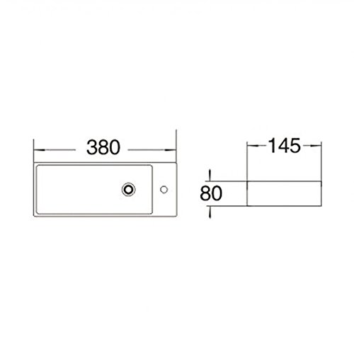 Lave Main Rectangulaire Gain de Place Droite - Céramique Noire - 38x15 cm - Minimalist