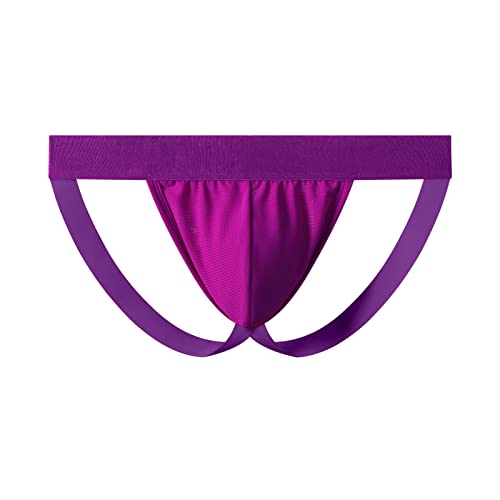 Jockland Jockstrap Men's Thong Underwear, Sexy Jock Straps Boxer Brief Underwear For Men Athletic Supporters Underpants Purple #TOP4