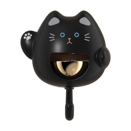 Qianly Shopkeepers Bell Welcome Doorbell with Brass Bell Loud Sound when Door Opens Cat Door Chime for Cafe Garden Housewarming Gift, black