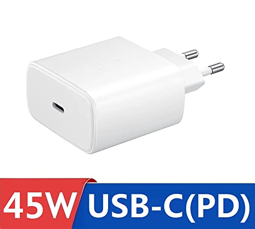 Image of Original 45W Adapter Charger Compatible for Samsung Galaxy S25 /S24 /S23 /S22(Plus /Ultra /Fe) Z fold /flip,6,5,4,3, Tablet S10 Ultra /S10+ /S10 /A9+ /A9 / Note 20 /20+ /10 5G /S9 /S8 45 Watt, White