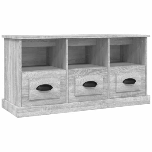 vidaXL Meuble TV, Armoire de Télévision avec 3 Tiroirs et 3 Compartiments, Meuble Télé Salon Salle de Séjour, Moderne, Sonoma Gris Bois d'Ingénierie