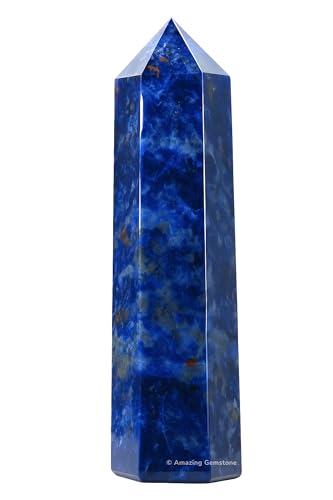 Image of Amazing Gemstone Large Sodalite Crystal Towers ~ Natural Healing Crystal Point Obelisk for Reiki Healing and Crystal Grid (5.5 to 6 INCH)