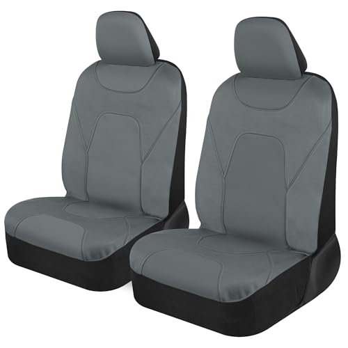 Motor Trend AquaShield Waterproof Front Seat Covers, Solid Gray Seat Covers for Cars – Neoprene Front Car Seats Cover, SUV Seat Covers Protector - Car Interior Cover for Auto, Trucks, & Dog Owners