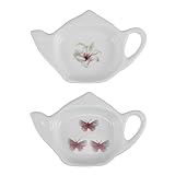 MAGICLULU Lot De 2 Porte-Sachets De Thé en Céramique Soucoupe Repose-Cuillère Support p...