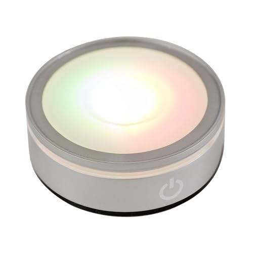 Image of LED Light Base Lighted Display Stand, 4 Pack Round Touch Control LED Night Light Stand with Recessed Holder, 7 Color Display Base with USB Power, Pedestal for Glass Crystal Spherical Artwork