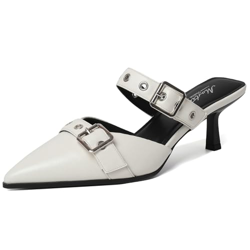 Image of Mostrin Kitten Heels for Women Pointed Closed Toe Heels Vintage Stiletto Dressy Pumps Shoes for Office Work Party