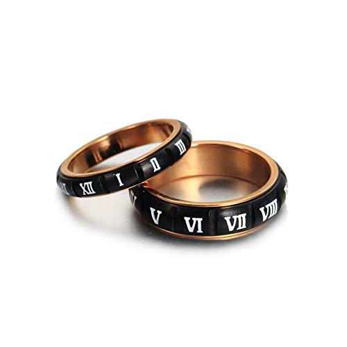 Image of PAURO Unisex Stainless Steel Roman Numerals Spin Worry Ring for Anxiety