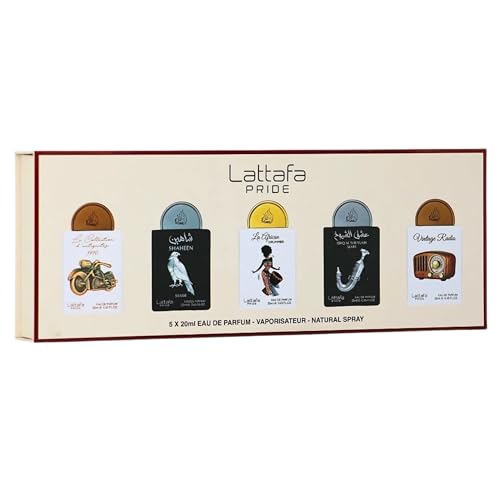 Lattafa Pride Eau de Parfum - Set de regalo n.º 5 (5 x 20 ml), set de regalo de perfume de lujo para hombres y mujeres, fragancias árabes de larga duración, mini aerosoles de viaje