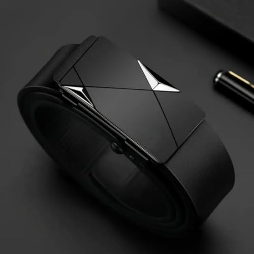 SR 3SET PACK Casual Mens Belt,Ratchet Belts for Men Leather Adjustable for Jeans Black Golden Silver 43" to 51" Length Adjustable4