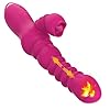 Vibrators voor jou, clitoris en G-punt, siliconen tonglikken, dildo vibrator met schokfunctie Rabbit Vibrator 7 vibratiemodi en 3 telescopisch erotisch seksspeeltje voor vrouwen, paren, extreem