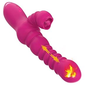 Vibrators voor jou, clitoris en G-punt, siliconen tonglikken, dildo vibrator met schokfunctie Rabbit Vibrator 7 vibratiemodi en 3 telescopisch erotisch seksspeeltje voor vrouwen, paren, extreem