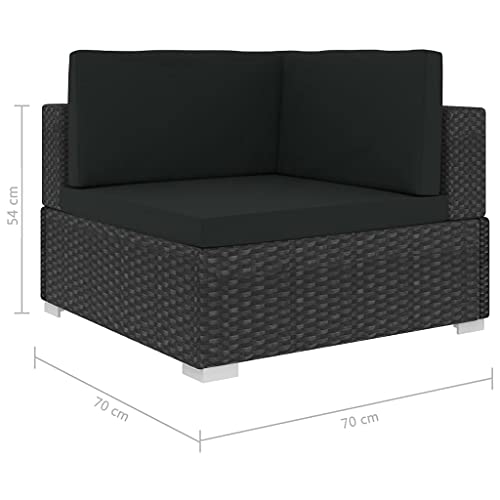 vidaXL Garten Sofagarnitur 3-TLG. mit Auflagen 3er Sofa Couch Lounge Gartensofa Gartenmöbel Rattansofa Sitzgruppe Poly Rattan Schwarz – Bild 4