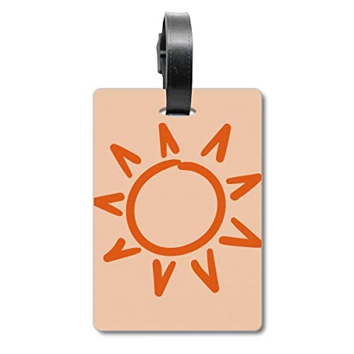 Étiquette d'identification pour valise Sunshine motif soleil peint à la main orange en PVC