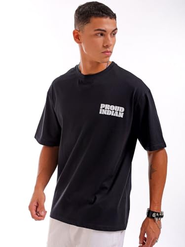 Image of THE INDIAN GARAGE CO Men Boxy Oversized Graphic Back Printed Round Neck Tshirt